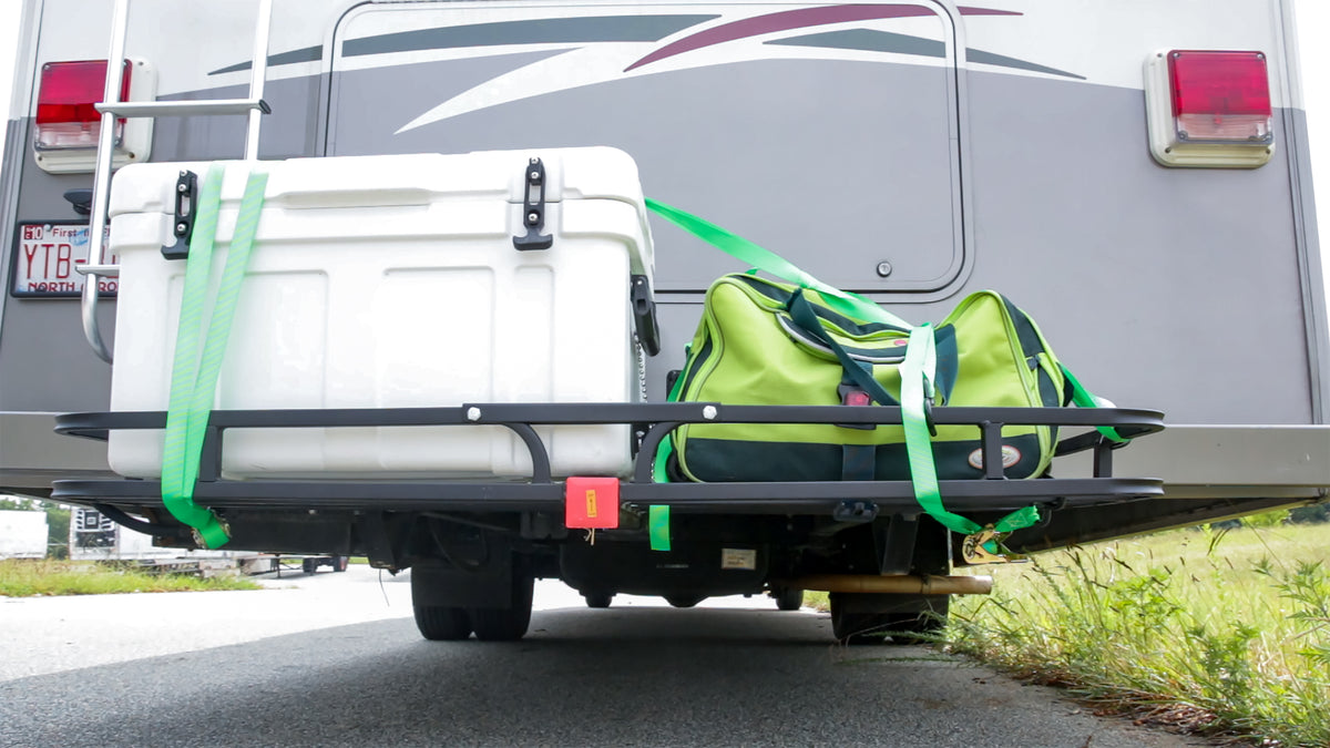 Rv cargo carrier top hitch mount